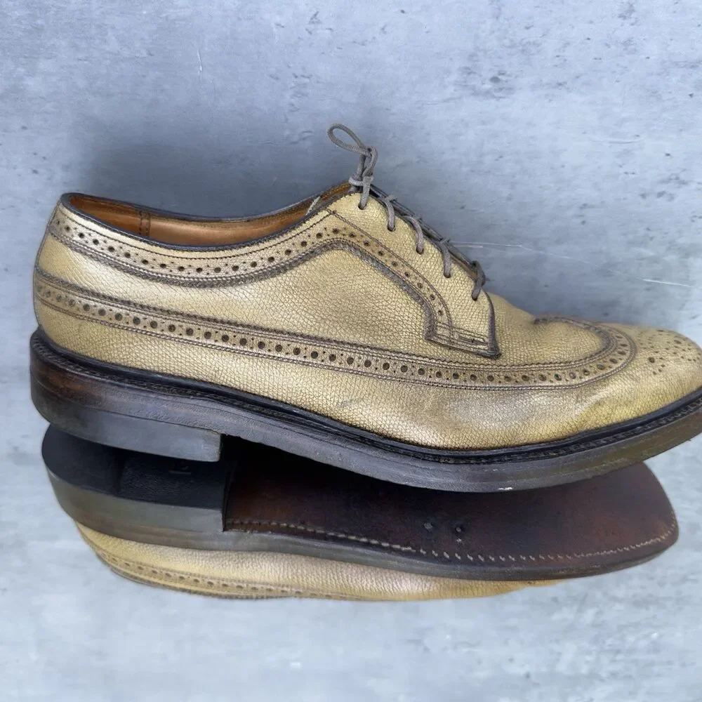 Vintage 1974 Florsheim Imperial Kenmoor 93631 Golden Harvest Longwing Brogue 9C